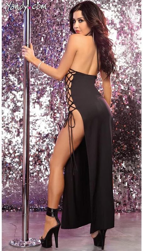 MARGOUN European Style Sleeveless and Backless Hot Sexy Dress Girls Adult Erotic Dress Plus Size T882 - Black